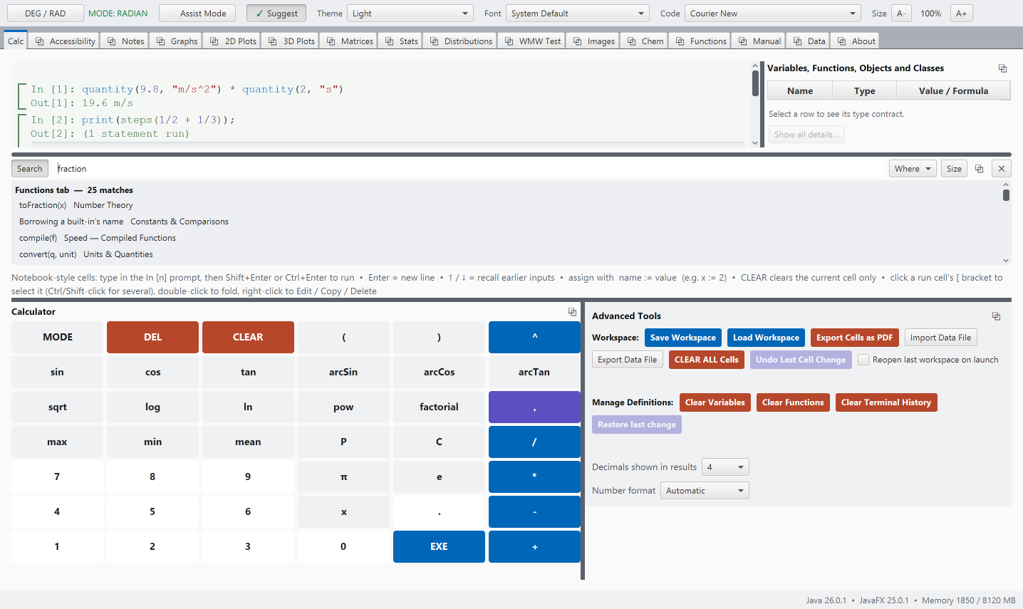 The search panel open under the terminal, with results from more than one source and the Where box showing which places are ticked
