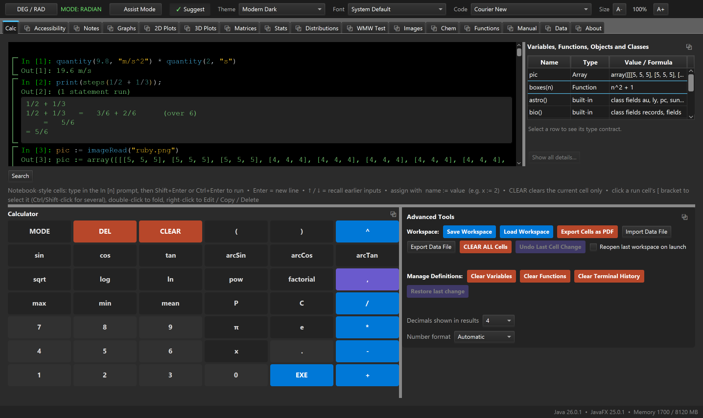 The system shown in the Modern Dark theme